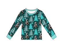 Load image into Gallery viewer, Turquoise Trees - Bamboo Christmas Adult Pajamas