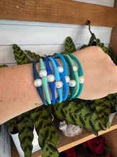 Load image into Gallery viewer, Silicone + Pearl Bracelet - Blue Sky Duo