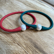 Load image into Gallery viewer, Silicone + Pearl Bracelet - Christmas Duo