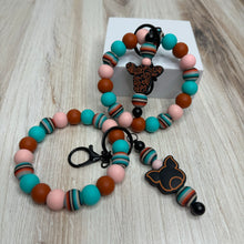 Load image into Gallery viewer, Turquoise and Rust Key Ring & Keychain Set