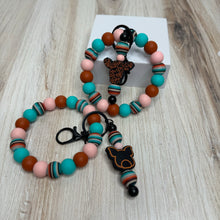 Load image into Gallery viewer, Turquoise and Rust Key Ring & Keychain Set