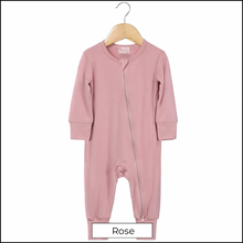 Load image into Gallery viewer, Bamboo Dual Zip Romper Pajamas - Rose Pink (In-Stock)