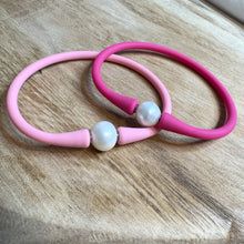 Load image into Gallery viewer, Silicone + Pearl Bracelet - Pretty in Pink Duo
