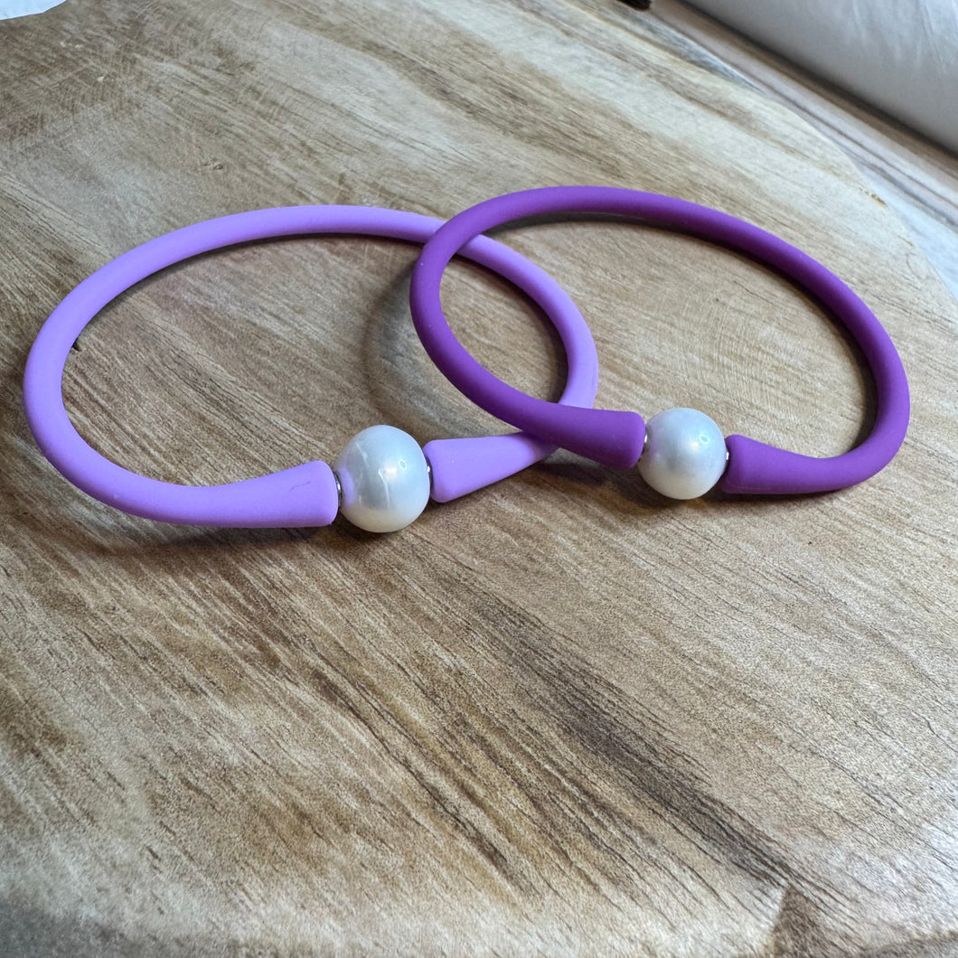 Silicone + Pearl Bracelet - Purple Duo