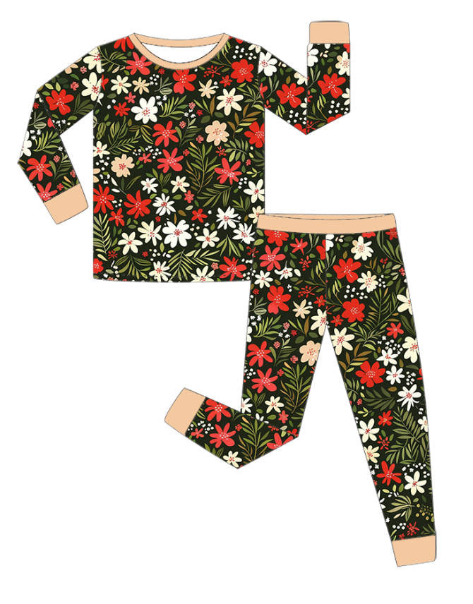 *PREORDER* Winter Floral - Bamboo Christmas 2 Piece Set