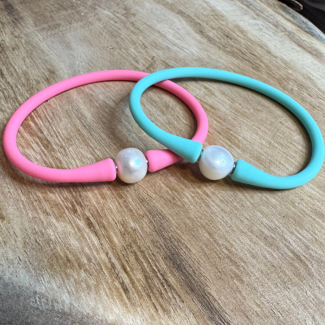 Silicone + Pearl Bracelet - Pastel Duo