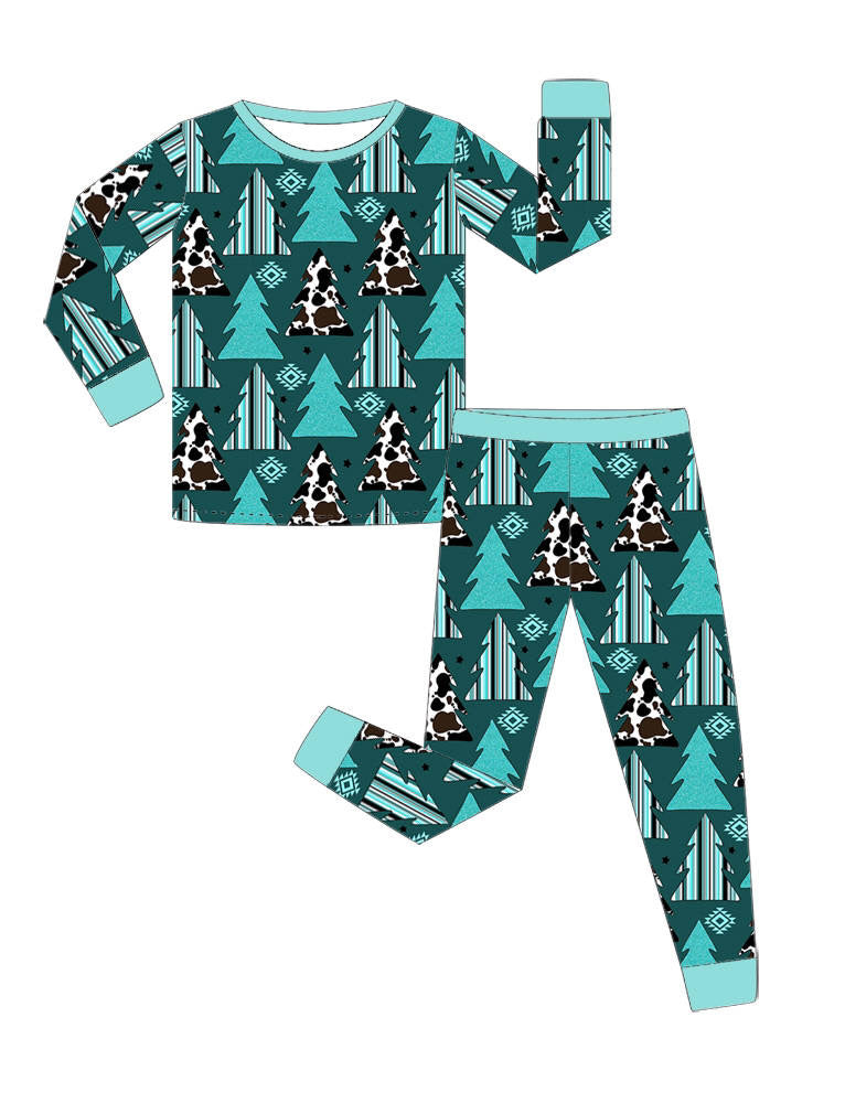 *PREORDER* Turquoise Trees - Bamboo Christmas 2 Piece Set