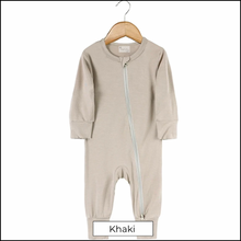 Load image into Gallery viewer, Bamboo Dual Zip Romper Pajamas - Khaki (In-Stock)
