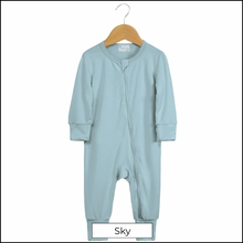 Load image into Gallery viewer, Bamboo Dual Zip Romper Pajamas - Sky Blue (In-Stock)
