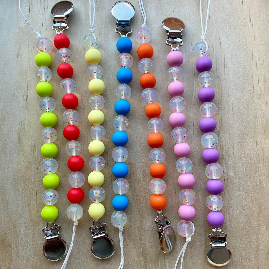 Colorful Confetti Pacifier Clips