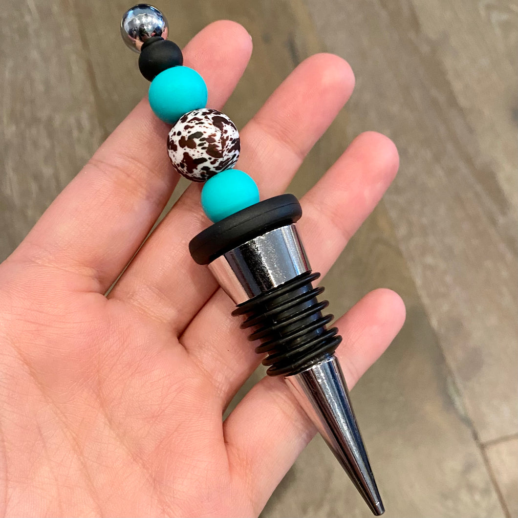 Cow + Turquoise Wine Stopper