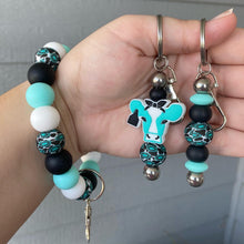 Load image into Gallery viewer, Turquoise Jewelry + Cow Print Key Ring
